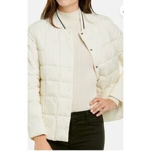 Trina Turk Lightweight Cream Puffer Jacket, Medium